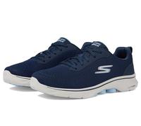 Skechers GO Walk 7 Clear Path para Mujer, Tela Azul Marino con Ribete Azul Claro, 41 EU