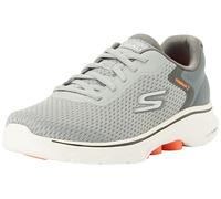 Skechers Go Walk 7 Construct, Zapatillas Hombre, Tela sintética Gris y Naranja, 43.5 EU
