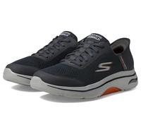 Skechers Walk Arch Fit Simplicity 2.0, Zapatillas Hombre, Tela sintética Color carbón y Naranja, 45 EU