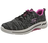 Skechers GO WALK ARCH FIT GLEE, Zapatilla de deporte para Mujer, Black Textile/Hot Pink Trim, 36.5 EU