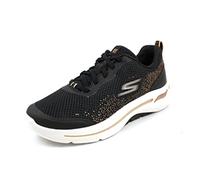 Skechers Go Walk Arch, Zapatillas Mujer, Negro y Dorado, 38.5 EU