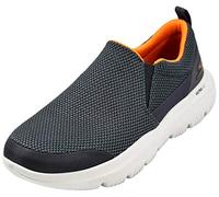 Skechers Tenis Go Walk 4 de caña Baja para Hombre, Gris/Naranja, 8 UK X-Wide