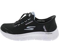 Skechers Go Walk Flex Clear Creek- Tenis para Mujer, Tela Negra con Ribete Malva, 36 EU