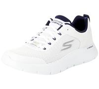 Skechers Go Walk Flex Independiente, Zapatillas Hombre, Textil sintético Blanco y Azul Marino, 43 EU