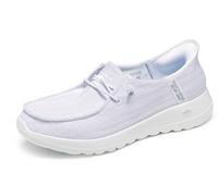 Skechers Go Walk Joy Moc - Zapatillas Informales Tipo mocasín para Mujer, sin Cordones, fáciles de calzar sin Usar Las Manos, Blanco/Plata, 38 EU