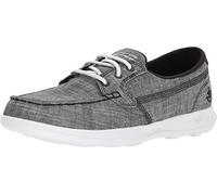 Skechers Go Walk Lite Zapatos náuticos para mujer, Negro/Blanco, 10 Wide