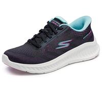 Skechers Go Walk Now Khloe, Zapatillas Mujer, Black Textile/Purple Trim, 37 EU
