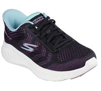 Skechers Go Walk Now Khloe, Zapatillas Mujer, Black Textile/Purple Trim, 41 EU