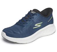 Skechers GO Walk Now Payton - Tenis para Hombre, Tela Azul Marino/Borde Blanco, Talla 43
