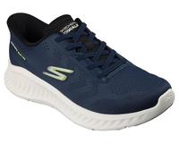 Skechers GO Walk Now Payton - Tenis para Hombre, Tela Azul Marino/Borde Blanco, Talla 8