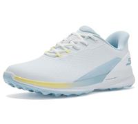 Skechers Mujer Go Golf Women's Synthetic Upper Lace-Up Spike Less Golf Shoe Slip-In Entrenador, Light Gray/Aqua, 37 EU