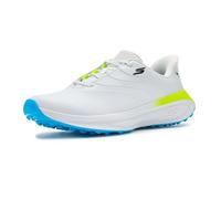 Skechers GO - Zapatos de Golf sintéticos para Hombre, con Cordones en la Parte Superior, sin Pinchos, Blanco/Azul/Amarillo, Talla 8.5