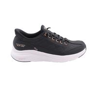 Skechers Tenis Contour Foam Golden Hour, para Mujer, Cuero Duraleather de Malla Negra con Ribete en Oro Rosa, 40 EU