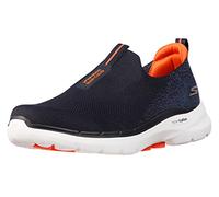 Skechers Gowalk 6-Stretch Fit Slip On Athletic Performance Walking Shoe, Zapatillas para Caminar Hombre, Azul Marino y Naranja, 47.5 EU X-Ancho
