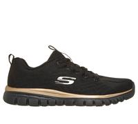 Skechers Zapatillas para mujer Graceful Get Connected Regular Malla negra Ribete oro rosado 42 EU