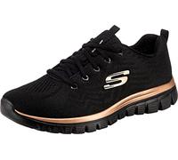 Skechers Graceful Get Connected Regular, Zapatillas Mujer, Black Mesh Rose Gold Trim, 36 EU
