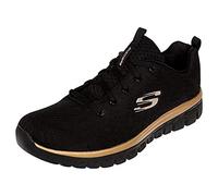 Skechers Graceful Get Connected Regular, Zapatillas Mujer, Black Mesh Rose Gold Trim, 38 EU