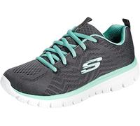 Skechers Graceful Get Connected Regular, Zapatillas Mujer, Charcoal Mesh Green Trim, 38 EU