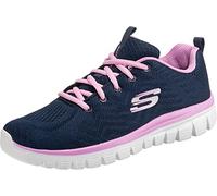 Skechers Graceful Get Connected Regular, Zapatillas, Mujer, Navy Mesh Pink Trim, 35.5