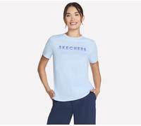 Skechers Gradient pantalones cortos Sleeve camiseta en Blanco/Lavanda, talla XS