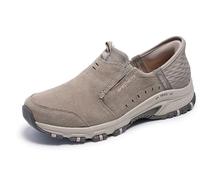Skechers, Hillcrest Sunapee Mujer, Gamuza Gris Pardo, Licra y Ribete Rosa Claro, 37 EU