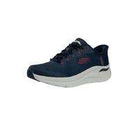 Skechers Zapatillas deportivas para hombre, malla sintética azul marino con ribete rojo, 47.5 EU