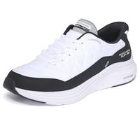 Skechers Hombre Contour Foam Cozy Fit Slip-In ENTRENADOR, White Mesh/Duraleather/Black Trim, 45 EU