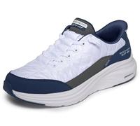 Skechers Hombre Contour Foam Cozy Fit Slip-In ENTRENADOR, White Mesh/Duraleather/Navy Trim, 42 EU