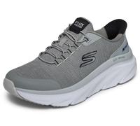 Skechers Hombre D'Lux Walker 3.0 Drevven Zapatillas Deportivas, Gray Knit Synthetic Black Trim, 41 EU