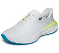Skechers Hombre Go Golf Mens Synthetic Upper Lace Up Spike Less Golf Shoe Slip-In Entrenador, White/Blue/Yellow, 45 EU