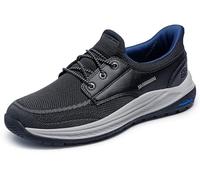 Skechers Hombre Meroe Alden Slip-In ENTRENADOR, Black Knit / Synthetic, 47.5 EU