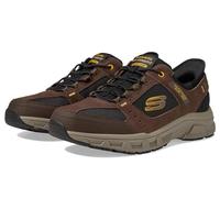 Skechers Hombre Oak Canyon Consistent Winner Slip-In ENTRENADOR, Brown Leather/Textile/Synthetic/Black Trim, 41 EU