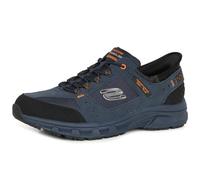 Skechers Hombre Oak Canyon Consistent Winner Slip-In ENTRENADOR, Navy Leather/Textile/Orange Trim, 46 EU