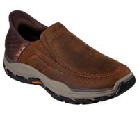 Skechers Hombre Respected Elgin Slip-In ENTRENADOR, Dark Brown Leather, 42 EU Large