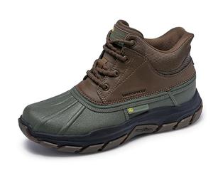 Skechers Hombre Respected Swamper Slip-In ENTRENADOR, Olive Leather/Duraleather/Brown Trim, 41.5 EU
