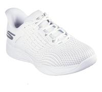 Skechers Zapatillas sin Cordones para Hombre Viper Court Reload, Blanco/Textil/Borde Blanco, Talla 9.5 UK, Textil Blanco, Ribete Blanco, 44 EU