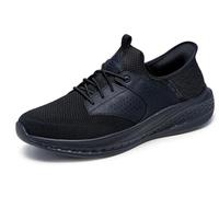 Skechers Hombre Slade Caster Slip-In ENTRENADOR, Black Knitted Mesh / Synthetic, 42 EU