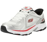 Skechers Hombre Stamina Sport Kordae Slip-In ENTRENADOR, White Leather/Silver Mesh/Red Pu, 41 EU