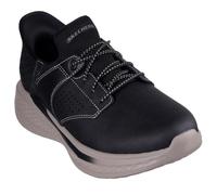 Skechers Hombre Streetwear Slade - Macklin - Zapatos de piel con punta redonda Bungee Slip-Ins, Negro/Bronceado, 7