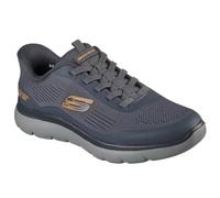 Skechers Hombre Summits Leyter Zapatillas Deportivas, Gray Mesh Orange PU, 42 EU