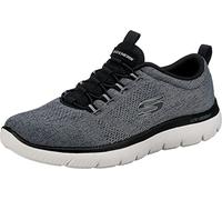 Skechers Hombre Summits Louvin Zapatillas, Black Mesh/PU/White Trim, 44 EU