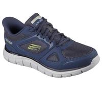 Skechers Hombre Track Ezral Slip-In ENTRENADOR, Navy Leather/Lime Mesh/Pu, 44 EU