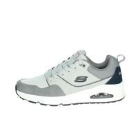 Skechers Hombre Uno Retro One Trainers, Grey Leather And Suede/ Mesh, 39.5 EU