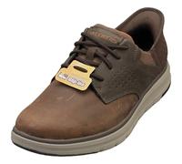Skechers Hombre Zapatillas De Deporte De Cuero Orell Yates con Espuma Viscoelástica Sin Cordones, Cocoa, 47.5 EU