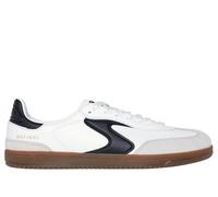 Skechers Tenis Hotshot Kickoff para Mujer, Piel Duraleather Blanca y Ribete Negro, 36 EU