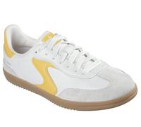 Skechers Hotshot Kickoff, Zapatillas Mujer, White Duraleather/Leather/Yellow Trim, 39.5 EU