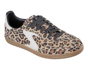 Skechers Hotshot-on The Prowl ZapatillasMujer | Gamuza con estampado animal y parte superior sintética con tenis con cordones, plantilla de espuma viscoelástica refrigerada