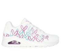 Skechers JGoldcrown: UNO - Golden Heart en Blanco/Rosa/Turquesa, talla 36.5