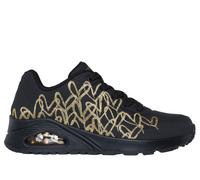 Skechers JGoldcrown: UNO - Golden Heart en Negro/Oro, talla 38