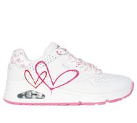 Skechers JGoldcrown: UNO - Twin Hearts en Blanco/Rojo/Rosa, talla 37